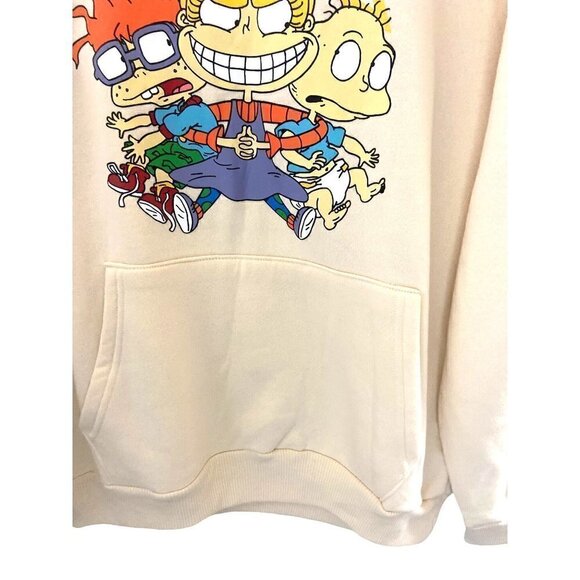 Rugrats Nickelodeon Hoodie Logo Graphic Print Cream Color L‎ - Picture 4 of 6